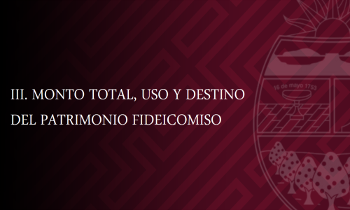 MONTO TOTAL, USO Y DESTINO DEL PATRIMONIO FIDEICOMISO